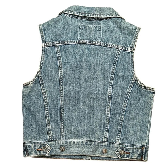 Michael Michael Kors Blue Denim Vest SZ S  Iconic Logo - Picture 2 of 9
